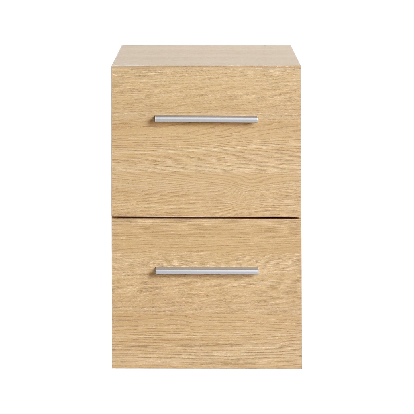 12" Floating Bathroom Vanity Drawer Base, Light Oak Plywood Cabinet, Wall-Mounted Storage with 2 Drawers & Black/Aluminum Handles (Sink Not Included) Roomfitters
