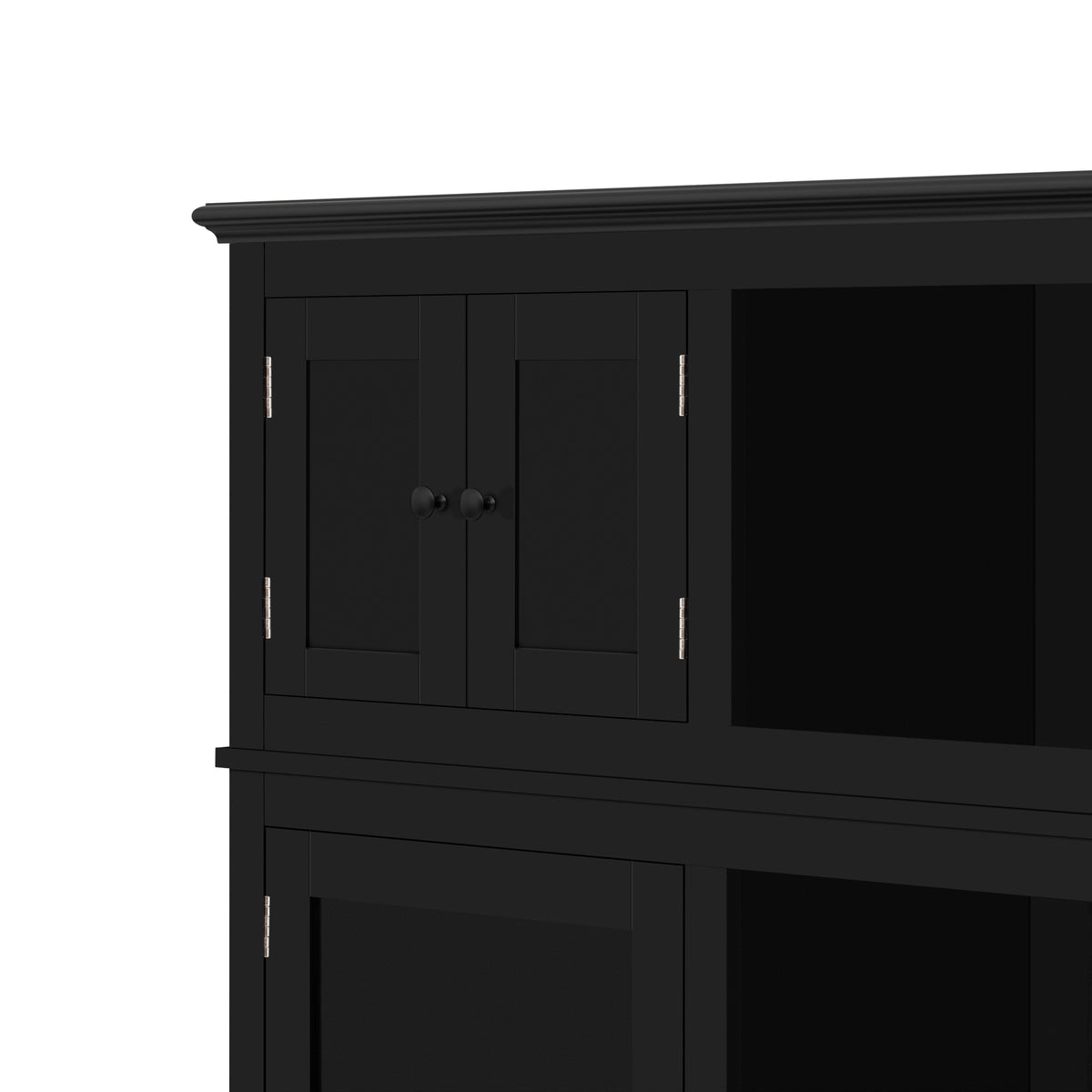 variant-group:rf-n724sj000160aab|Roomfitters 3-in-1 Entryway Hall Tree with Overhead Storage Cabinet, 2 Drawers, Black