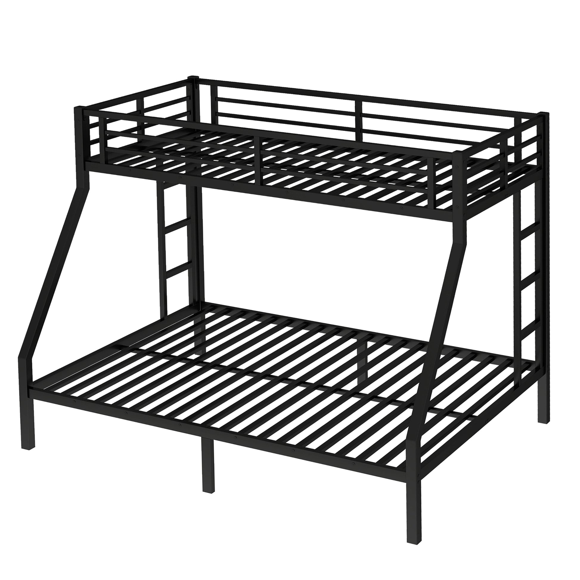 variant-group:rf-w1580p336606|Roomfitters Metal Twin XL Over Queen Bunk Bed Frame with Ladder & Safety Rail, Durable Space-Saving Design, Black