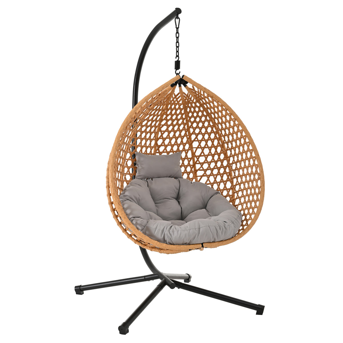 variant-group:rf-n711p255131s|Roomfitters Hanging Egg Chair with Stand, Rattan Wicker Swing Chair with Cushion for Indoor Outdoor Patio Balcony, Brown