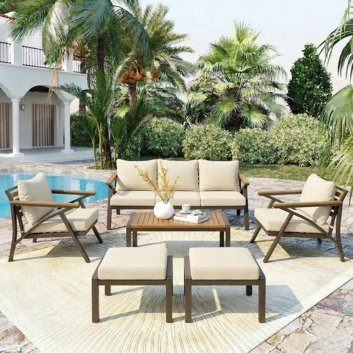 variant-group:rf-n704g201256a|Roomfitters 6-Piece Steel Conversation Set with 3-Seat Sofa Multi-Functional Ottomans and Acacia Wood Table Beige