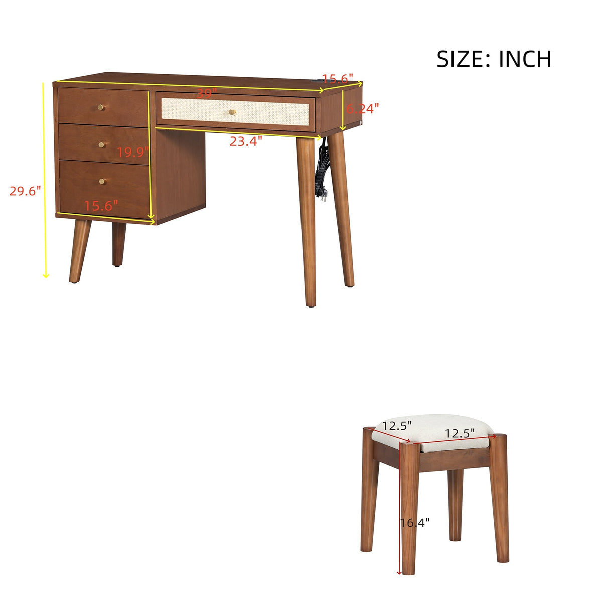 Roomfitters Wooden Nightstand with Two Storage Cabinets, End Table for Bedroom, White and Pink