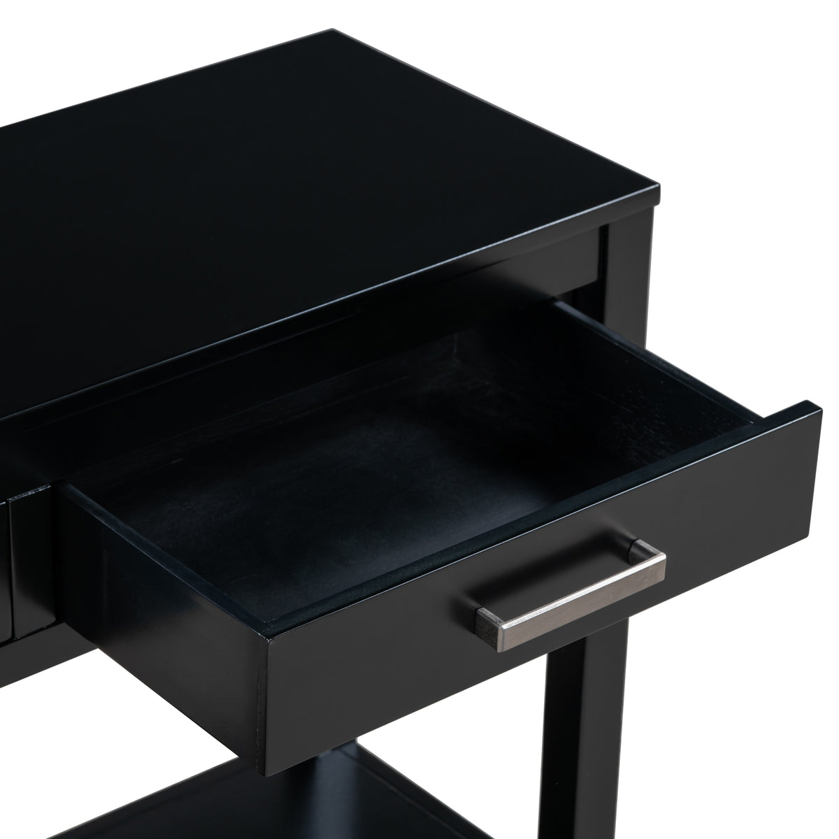 variant-group:rf-n711p410445b|Roomfitters 59.1" Farmhouse Entryway Table with 3 Drawers, Slim Console Sofa Table with Open Shelf for Hallway, Black