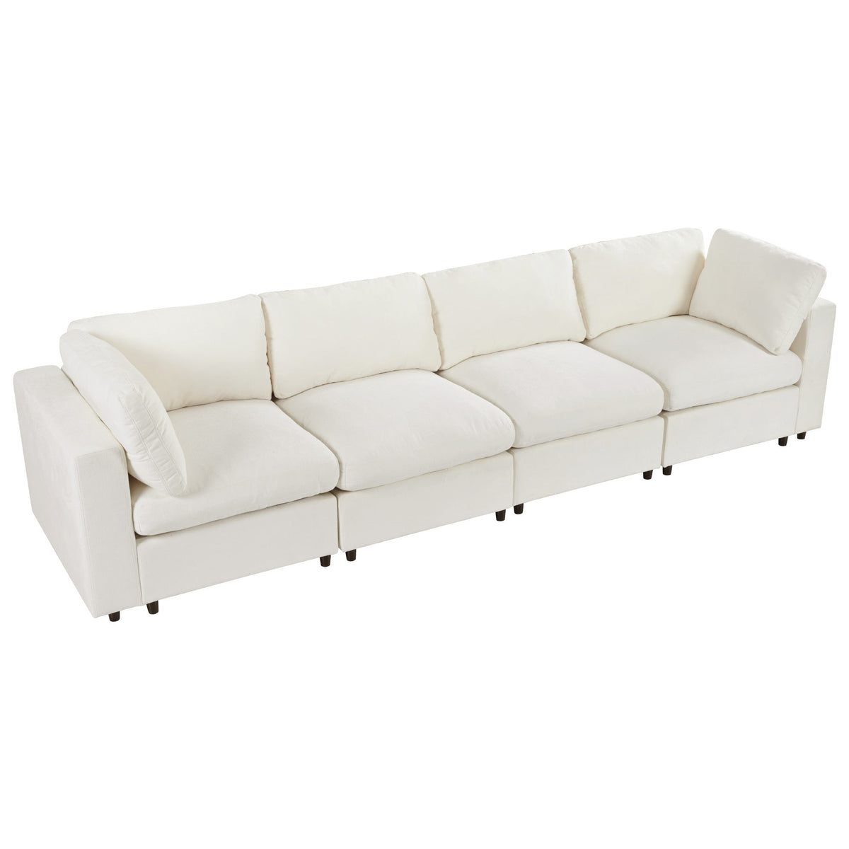 Roomfitters Upholstered Modular Sofa with Storage, 4-Seater Chenille Sectional, Smart Charging Hub, Bluetooth Speaker Roomfitters