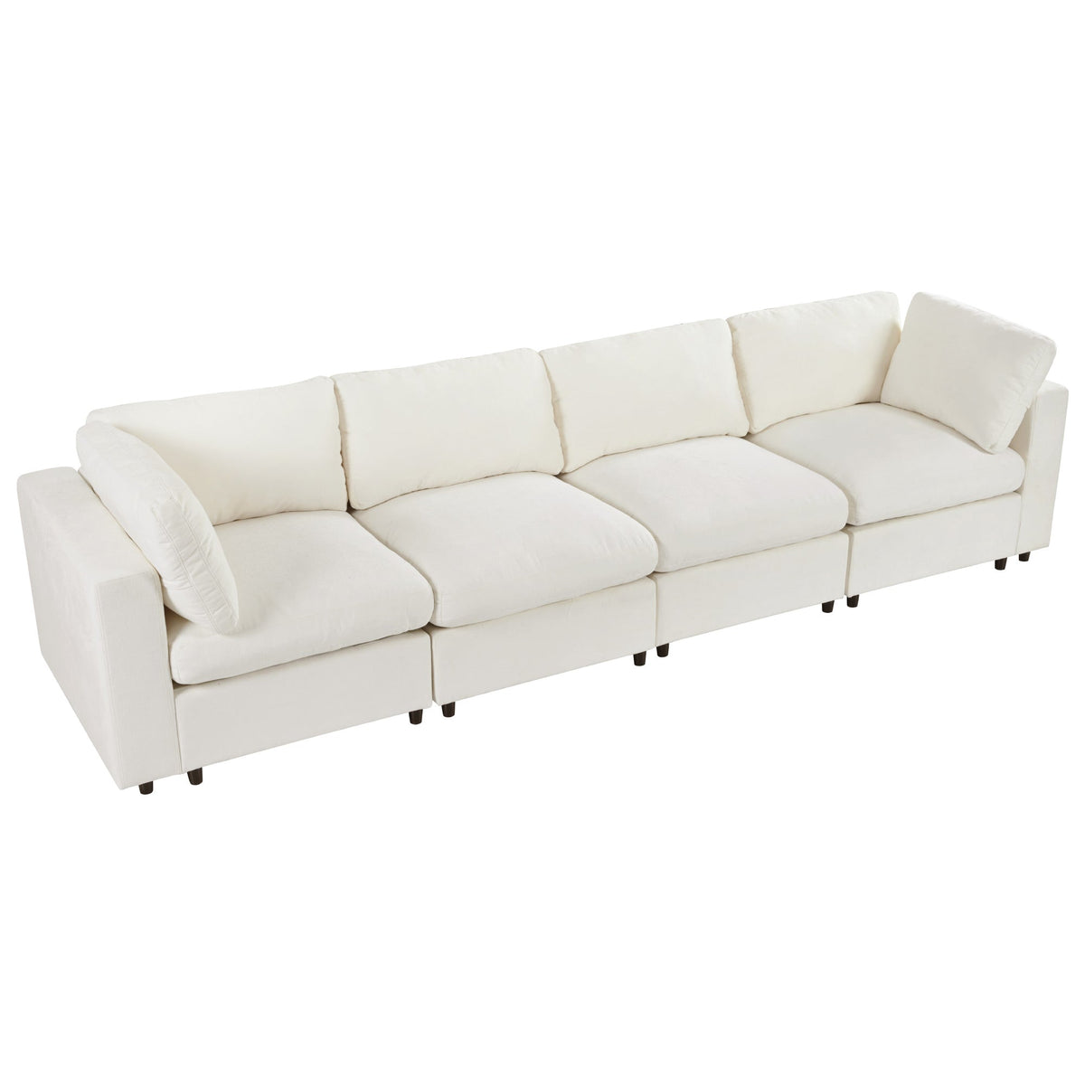 Roomfitters 133.5" Upholstered Modular Sectional Sofa with Storage Space and Built-in USB Charging for Living Room, Beige Roomfitters
