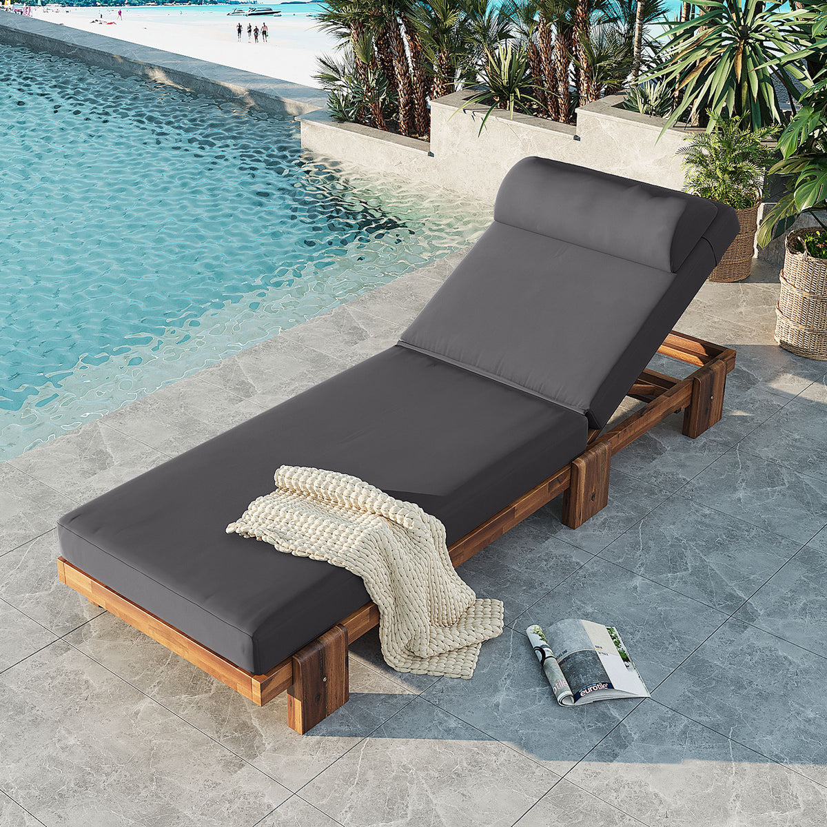 variant-group:rf-n711wy000473aae|Roomfitters 78.8" Outdoor Patio Chaise Lounge Chair with Adjustable Backrest and Side Table for Poolside & Garden, Dark Gray