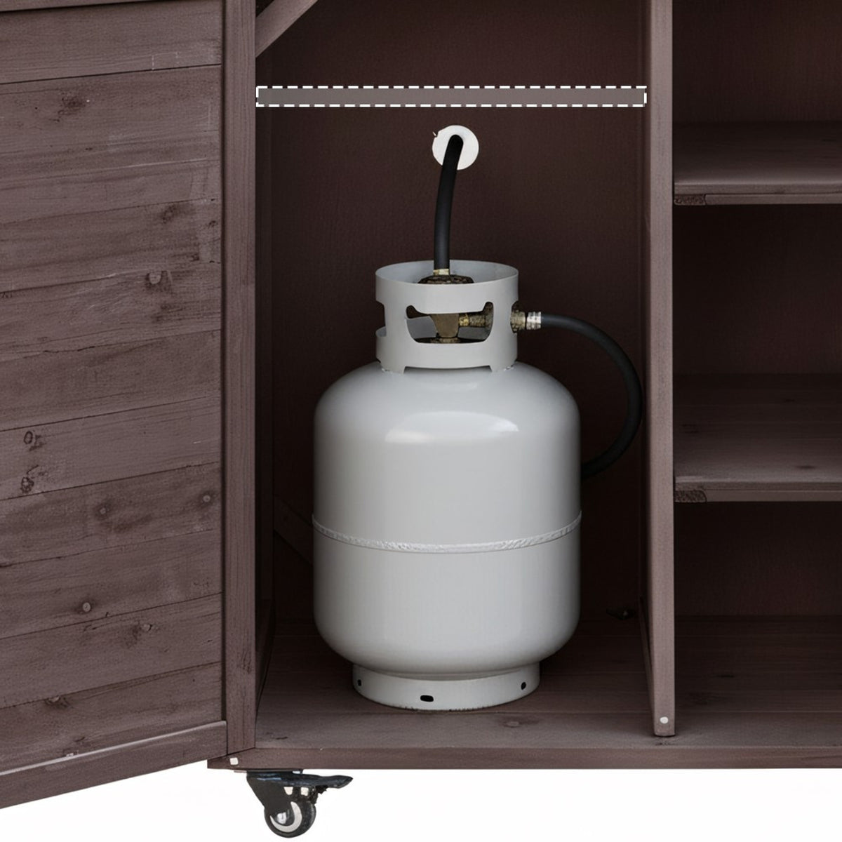 variant-group:rf-n707p370276z|Roomfitters 78.3" Outdoor Kitchen Island with Foldable Grill Table, Stainless Steel Top & Tilt Trash Can Storage, Dark Brown