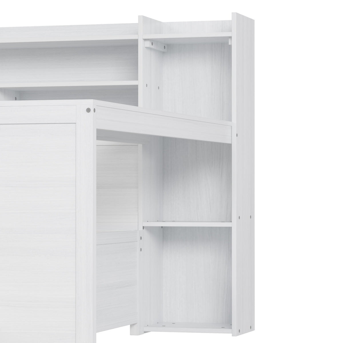 Roomfitters Full Daybed with Storage Shelves, Multi-Functional Bed with Drawers and Study Desk, Antique White