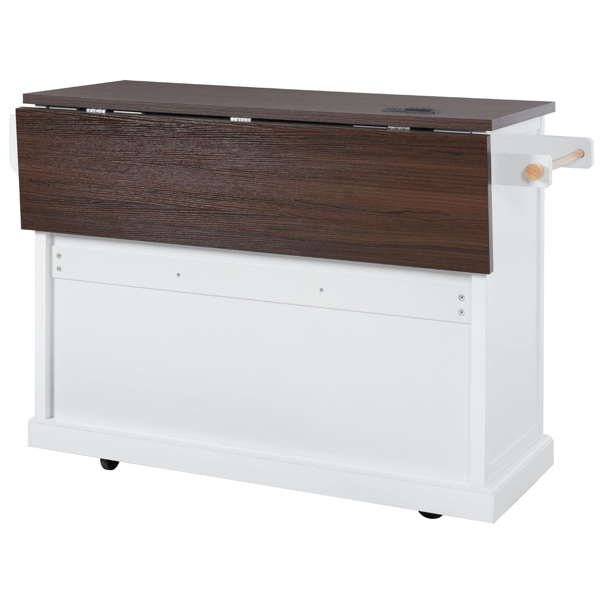 variant-group:rf-n707s300277w|Roomfitters 54.9" Kitchen Island with Drop Leaf, Rolling Kitchen Cart with Barn Door and Glass Door, Storage Cabinet, White