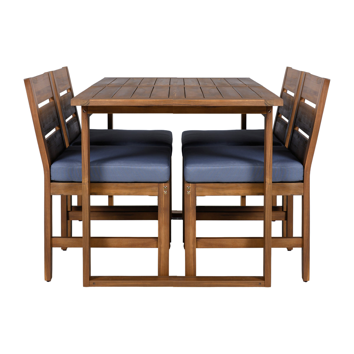 variant-group:rf-n711wy000497aae|Roomfitters Farmhouse 5-Piece Outdoor Dining Set for 4, Acacia Wood Table and Chair Pack, Brown and Grey Slatted
