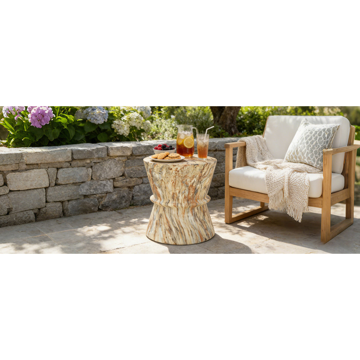 variant-group:rf-n711p422072a|Roomfitters Mid-Century Amber Hourglass Outdoor Side Table, Lightweight Concrete Accent Table, MgO Garden End Table