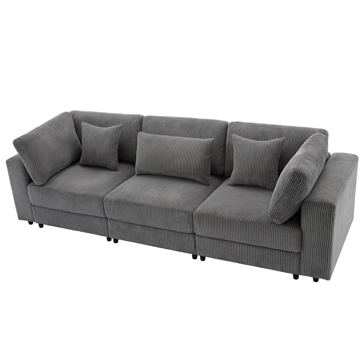 variant-group:rf-n711wy000403aae|Roomfitters 105" 3-Seater Sofa with Removable Back Cushions and 5 Pillows, Comfortable Couch for Living Room, Gray