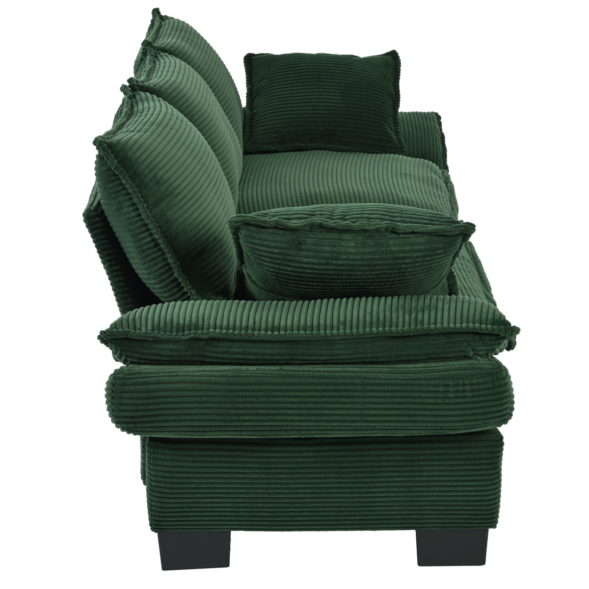 variant-group:rf-n711p192059c|Roomfitters 85.4" Modern Curved Sofa, Back Upholstered Couch with 2 Decorative Throw Pillows, Corduroy Fabric Couch for Living Room, Bedroom, Apartment, Dark Green