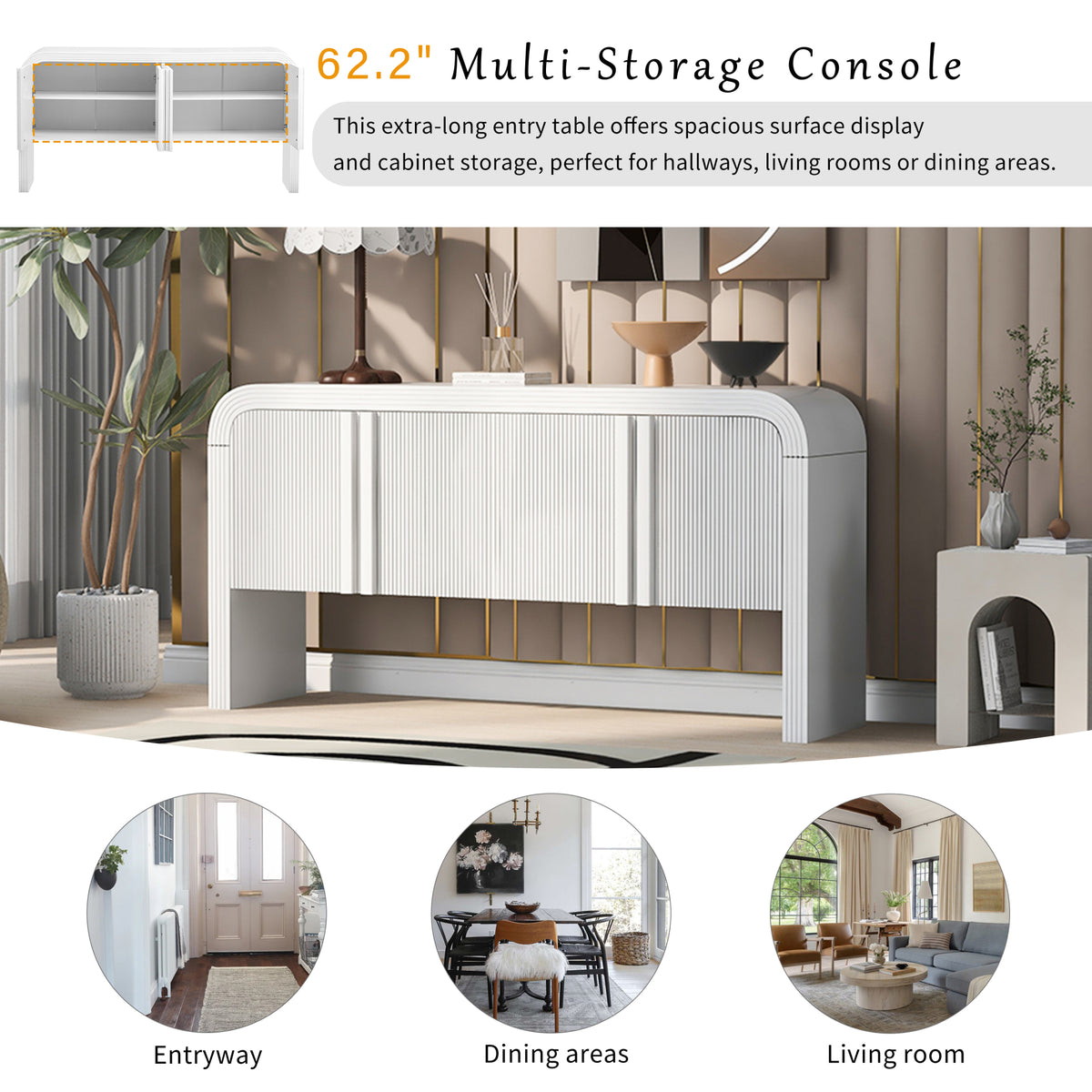 variant-group:rf-n711p415846k|Roomfitters Modern Rustic White Curved Wave Pattern Console Table with Adjustable Storage Shelf and Elegant Wooden Handles