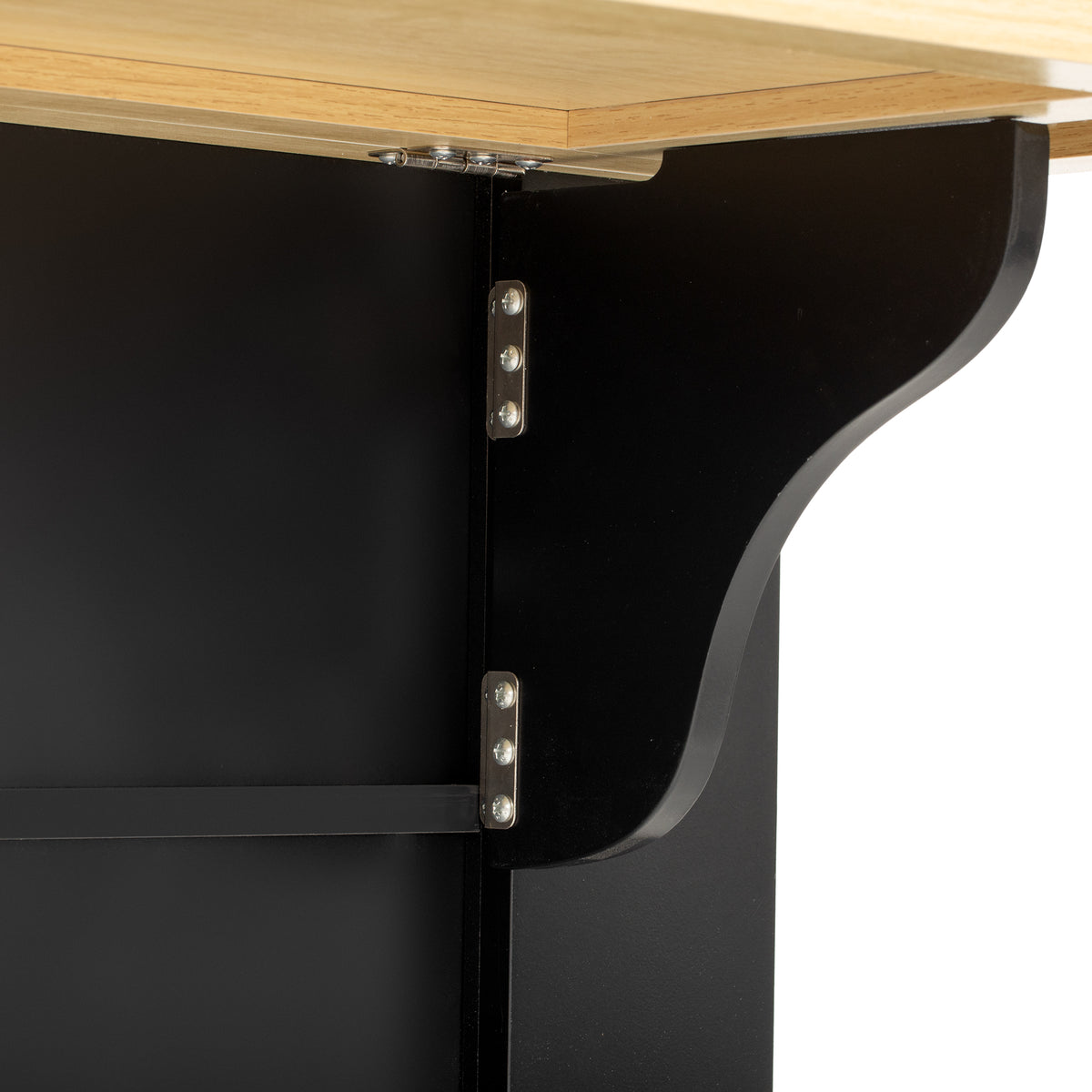 variant-group:rf-n707s307292b|Roomfitters 51" Kitchen Island with Power Outlet and Drop Leaf, Rolling Cabinet with Pull-Out Trash Can Drawer, Black