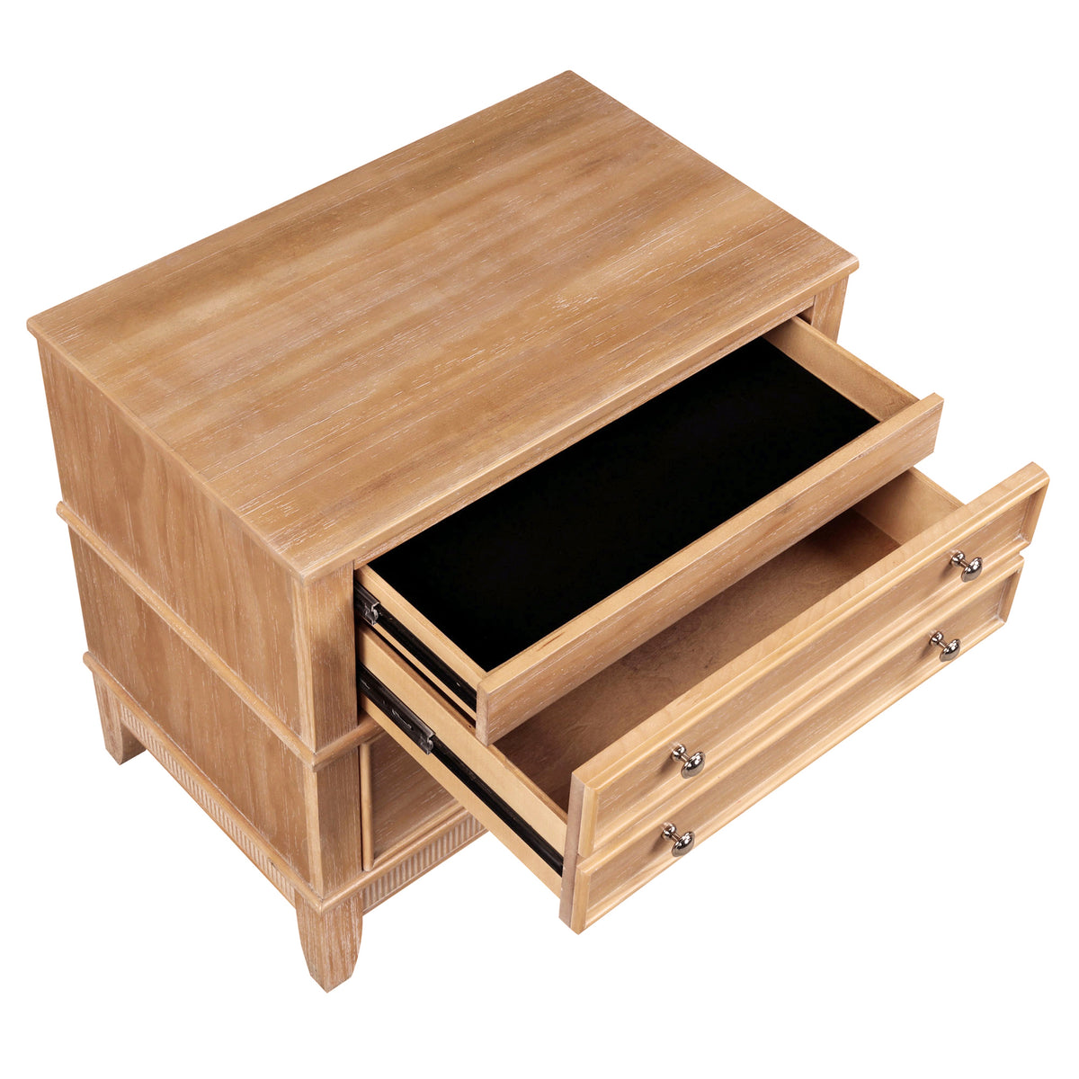 variant-group:rf-n701p183796d|Roomfitters 3 Drawer Farmhouse Wood Nightstand Side Table, Fully Assembled Bedside Accent Furniture, Felt Lined, Hazel