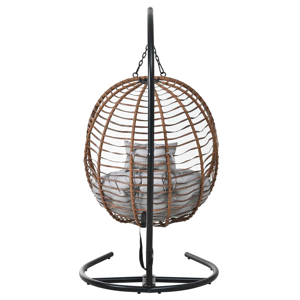 variant-group:rf-n711p389503g|Roomfitters Single Person Folding Egg Chair with Stand, UV Resistant Wicker Rattan Swing for Patio, Garden, Brown+Gray