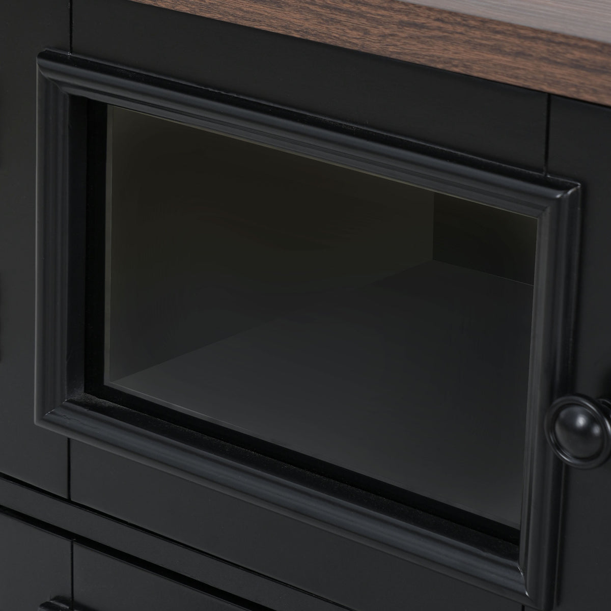 variant-group:rf-n707s300277b|Roomfitters 54.9" Kitchen Island with Drop Leaf, Rolling Kitchen Cart with Barn Door and Glass Door, Storage Cabinet, Black