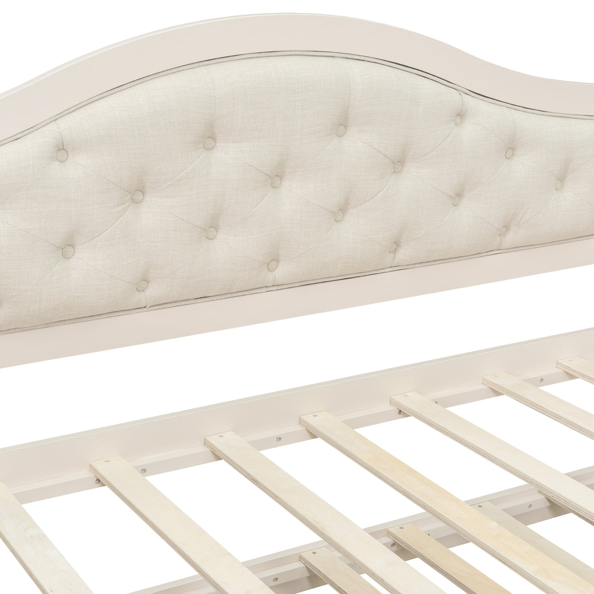 variant-group:rf-n733s346767a|Roomfitters Twin Daybed with Trundle, Wooden Sofa Bed with 2 Storage Drawers & Tufted Backrest, Beige