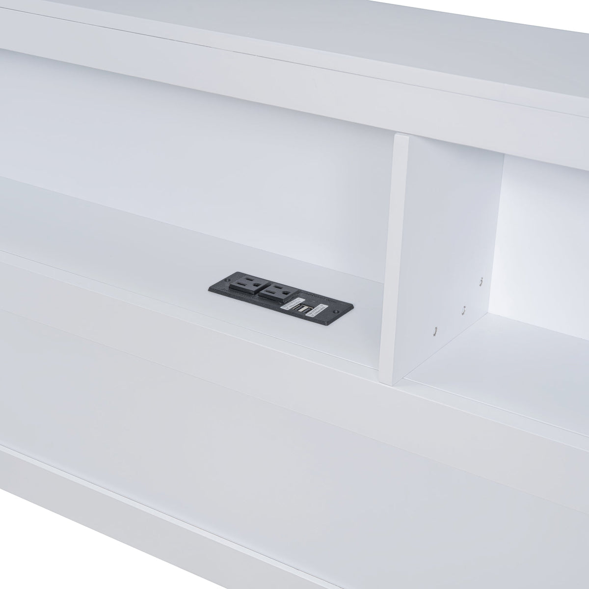 Roomfitters Wooden Full Daybed with Underbed Storage, Built-In Shelf & USB Charging Ports, White