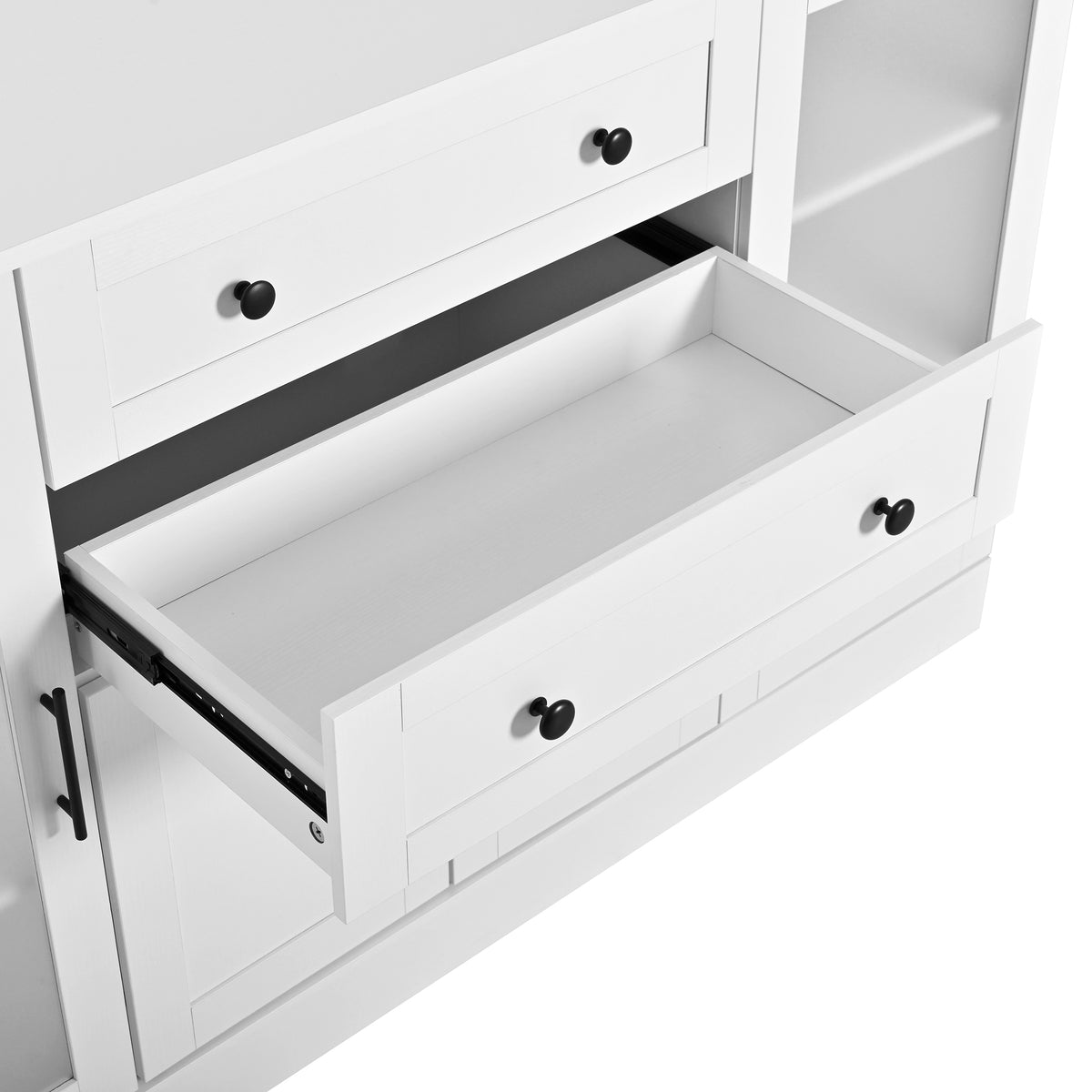 variant-group:rf-n711p437648k|Roomfitters Contemporary White Melamine MDF Buffet Sideboard Storage Cabinet Acrylic Doors Dining Room Kitchen Console