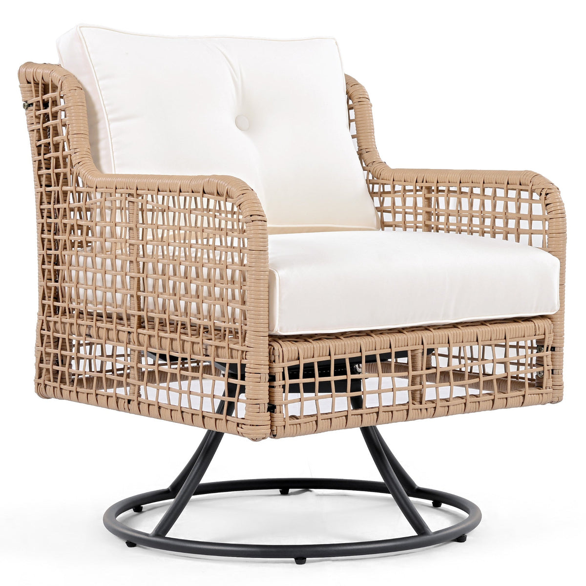 Roomfitters 4-Piece Patio Furniture Set with 360-Degree Swivel Rocking Chairs and Storage Coffee Table Beige Roomfitters