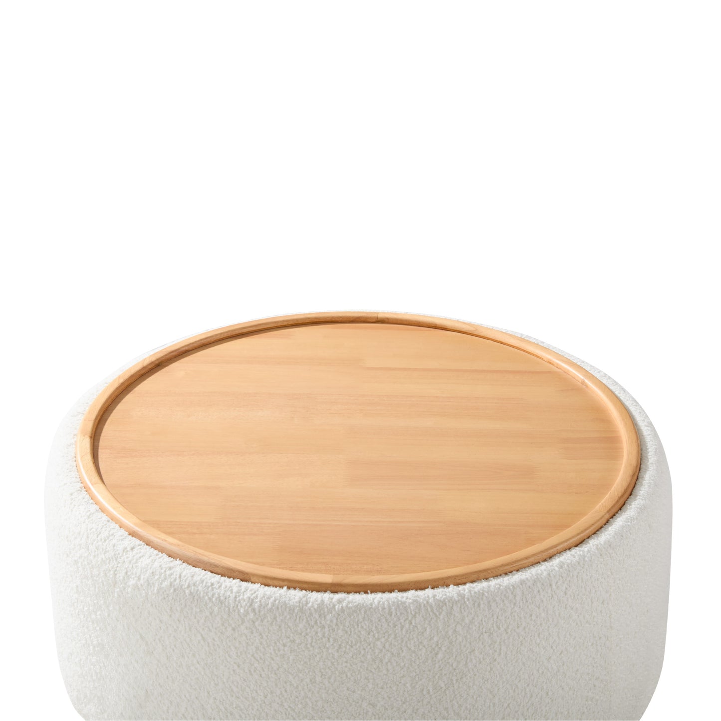 variant-group:rf-n723p405304a|Roomfitters 29 Inch Round Storage Ottoman with Reversible Wooden Tray Top, Upholstered Coffee Table for Living Room, Beige