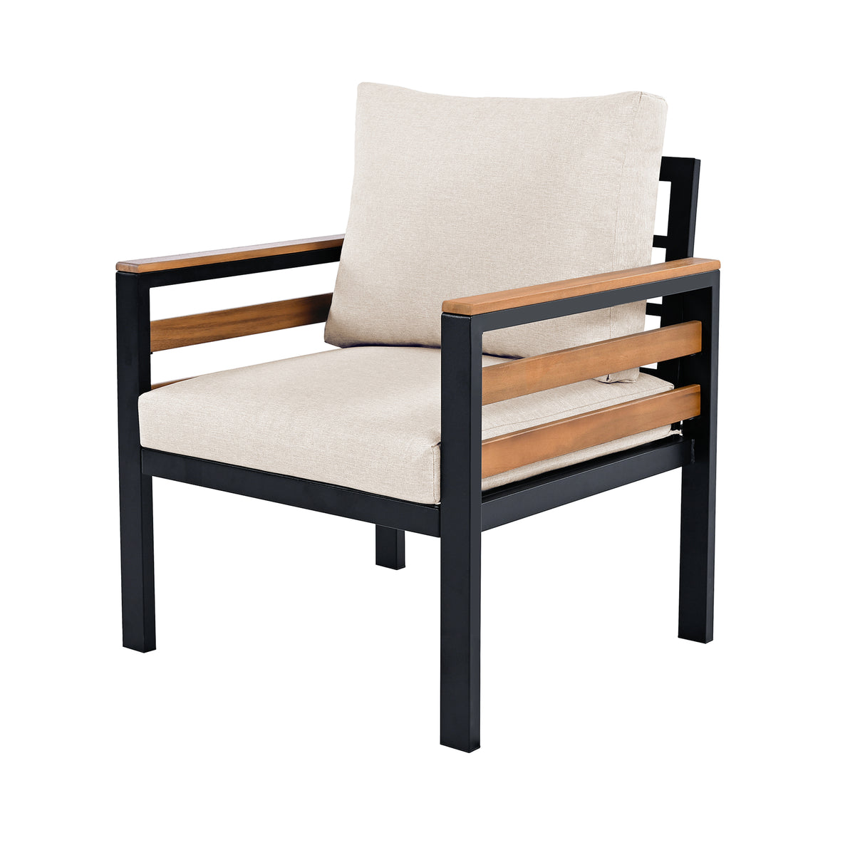 variant-group:rf-n704f201246a|Roomfitters 4-Piece Outdoor Patio Furniture Set with 3-Seater Sofa, 2 Armchairs and Coffee Table, Wood Accents, Beige