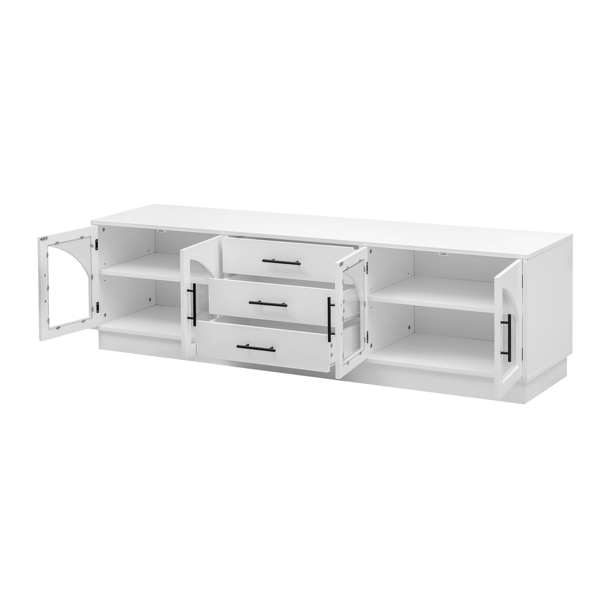 variant-group:rf-n724p284467k|Roomfitters Modern Minimalist TV Stand for up to 75 Inch TV, Entertainment Console Cabinet with Adjustable Shelves, White