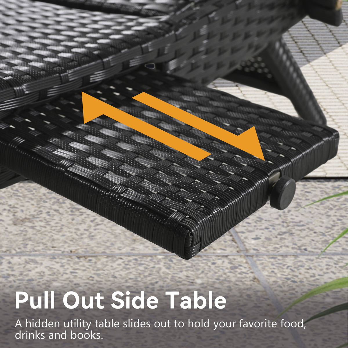 variant-group:rf-n707wf321204aab|Roomfitters 80" Outdoor Wicker Chaise Lounge Chairs, Set of 2, Reclining Patio Chairs with Pull-Out Table, Black