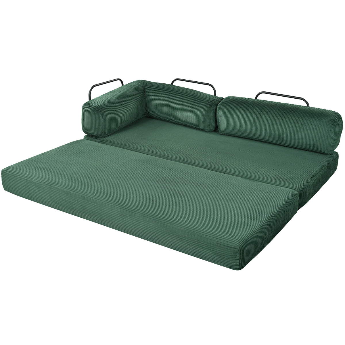 variant-group:rf-n711wy000463aac|Roomfitters Modern L-Shaped Modular Sofa Bed, Corduroy Convertible Sleeper Sectional Couch with Industrial Metal Frame, Green