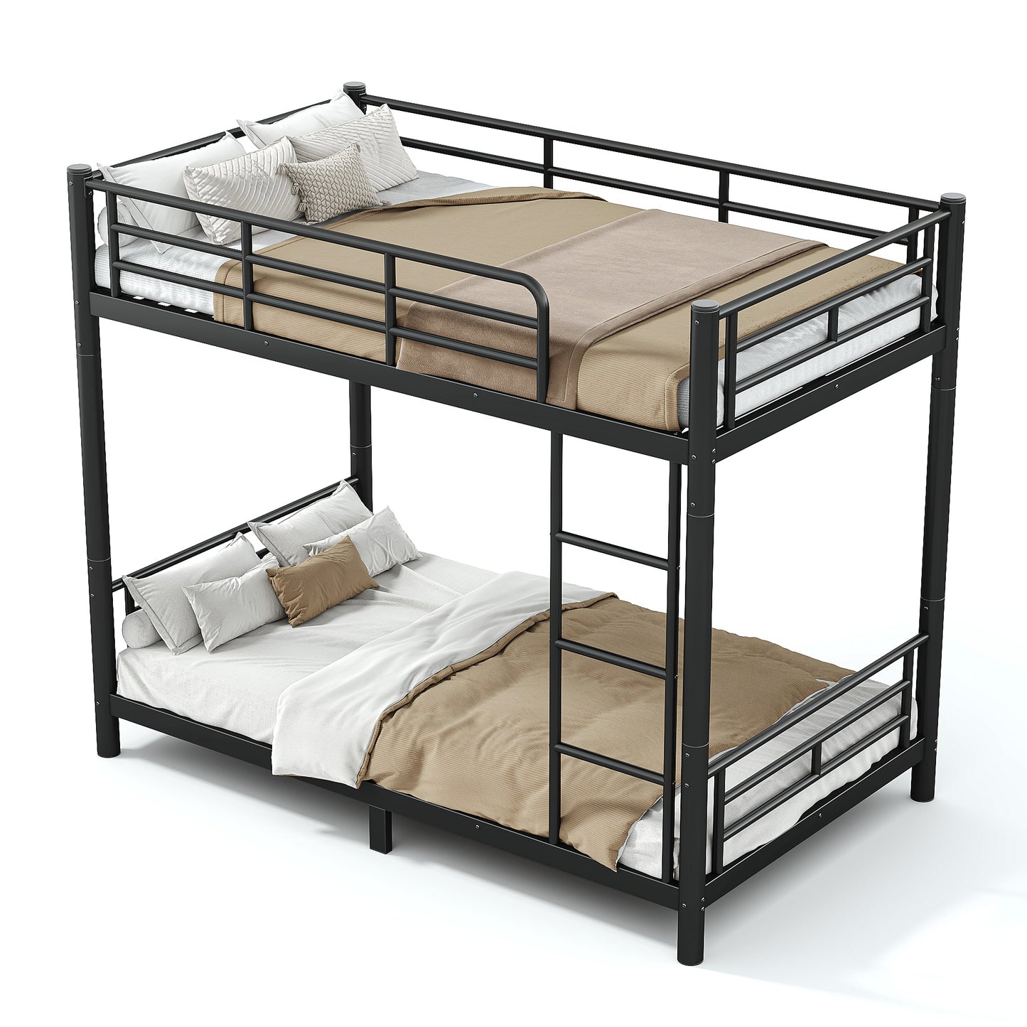 variant-group:rf-w1580p454721|Roomfitters Twin XL over Twin XL Metal Bunk Bed Frame for Teens Adults, Convertible 2 Separate Beds Round Tube, Black