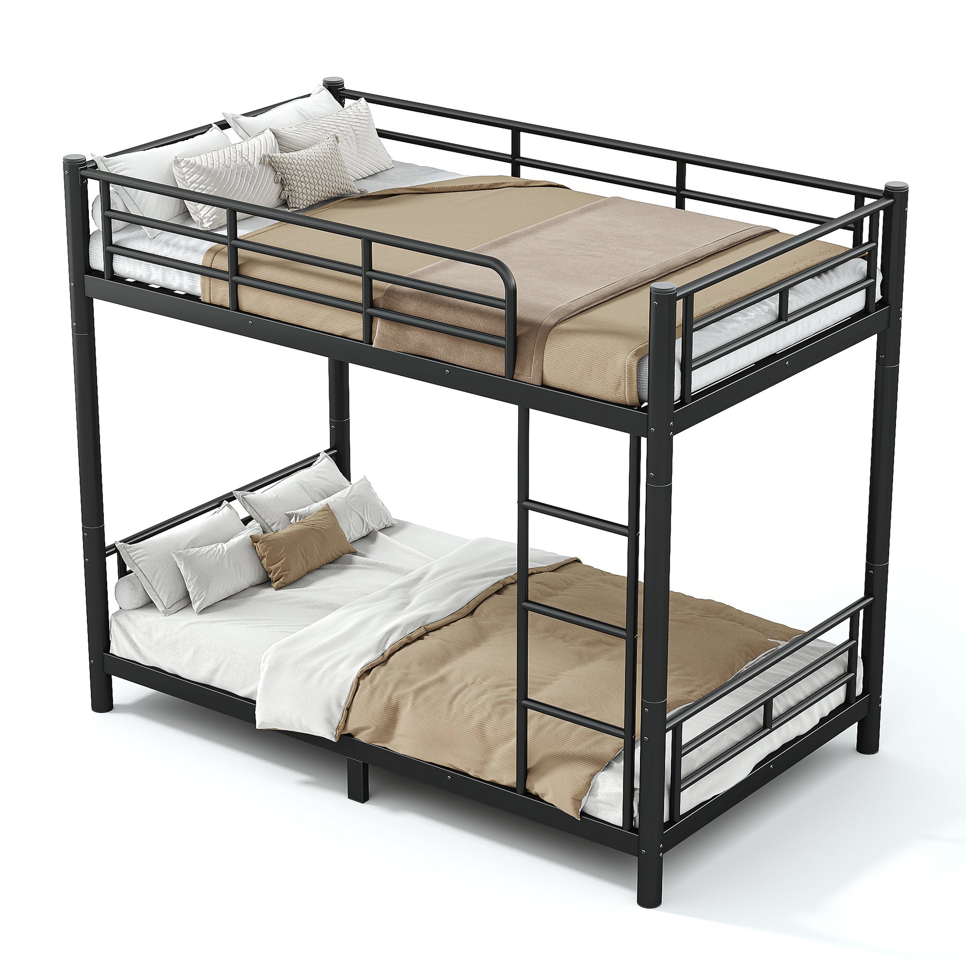 variant-group:rf-w1580p454721|Roomfitters Twin XL over Twin XL Metal Bunk Bed Frame for Teens Adults, Convertible 2 Separate Beds Round Tube, Black