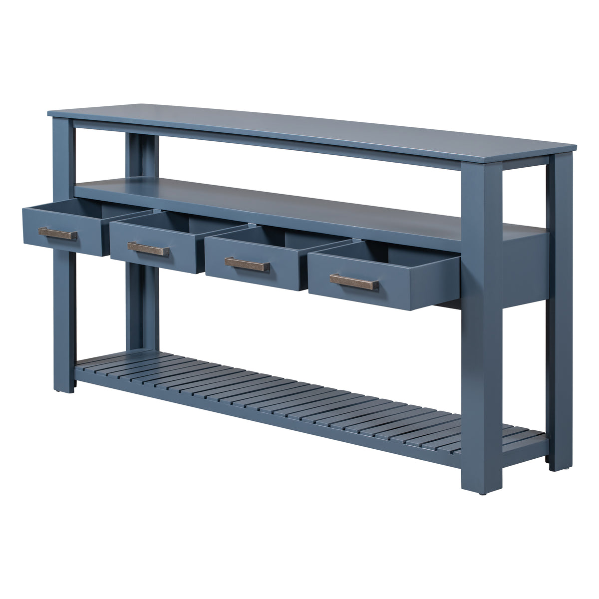 variant-group:rf-n711p410406v|Roomfitters 61.5" Entryway Table with 4 Drawers, 3-Tier Console Sofa Table with Open Shelves for Hallway, Navy Blue