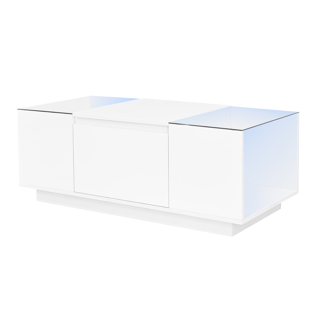 variant-group:rf-n724p290056k|Roomfitters Modern Center Coffee Table with High Gloss Finish, Glass Top and Hidden Storage Compartments, White