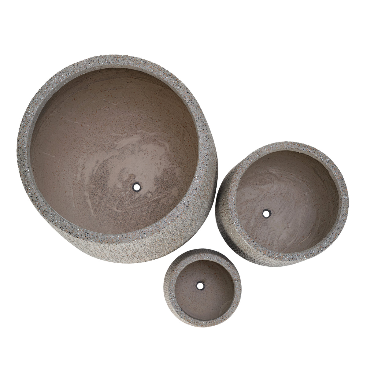 variant-group:rf-n711p406659e|Roomfitters Modern Egg-Shaped MGO Planter Set, 3-Piece Textured Faux Stone Flower Pots, Grey Patio Garden Urns