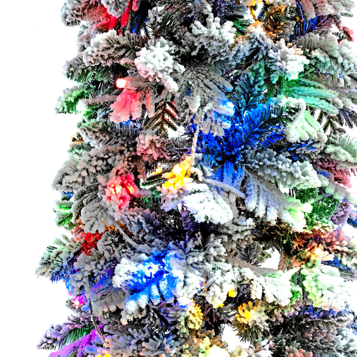 Roomfitters Pre-Lit Pencil Christmas Tree Set 8FT 6FT 4FT, 5-Pack Slim Snow-Flocked Artificial Trees with 1820 Tips, White Roomfitters
