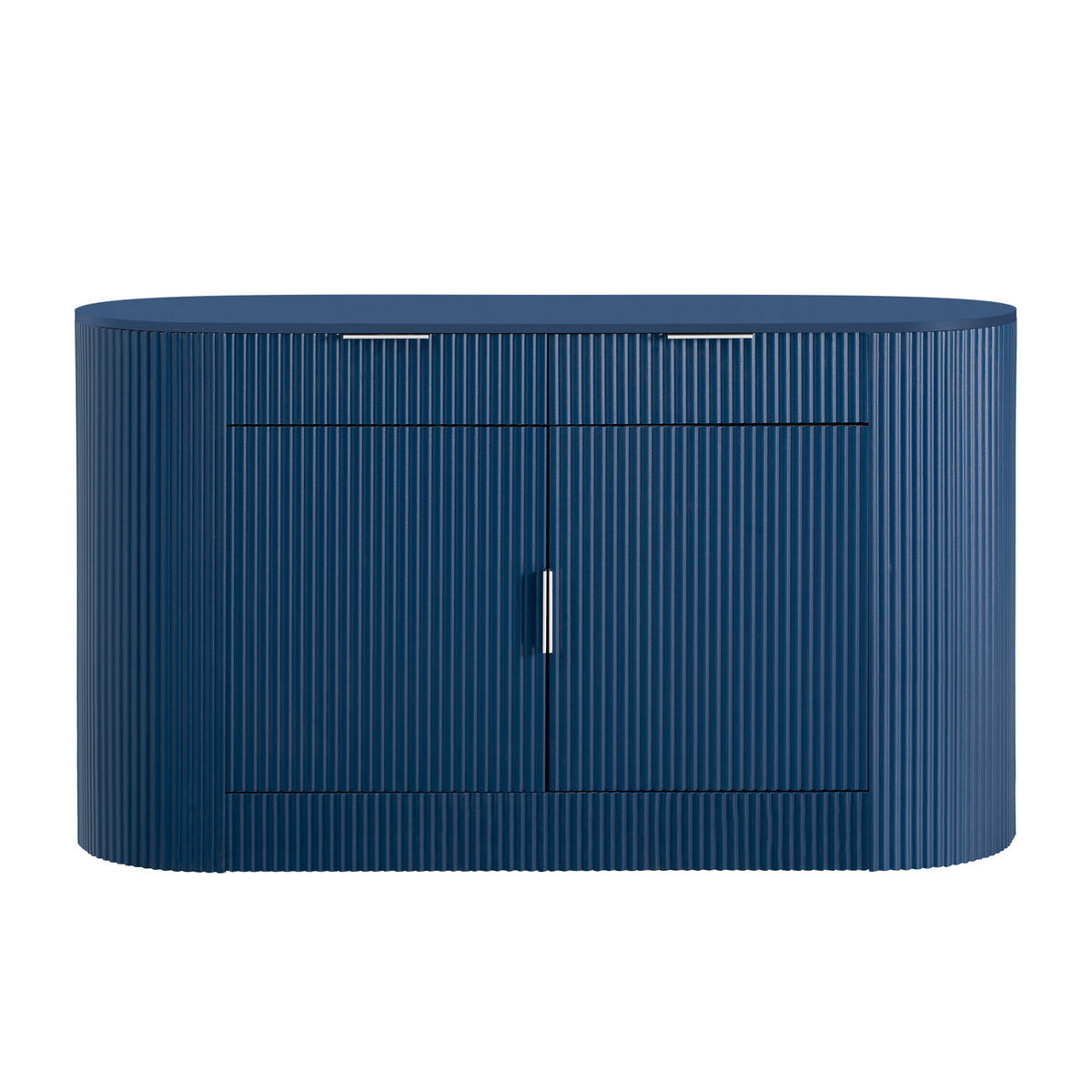 variant-group:rf-n711p345168v|Roomfitters 55.1" Oval Sideboard Buffet Cabinet with 2 Drawers & Wine Rack, Mid-century Modern Fluted Accent for Dining, Blue