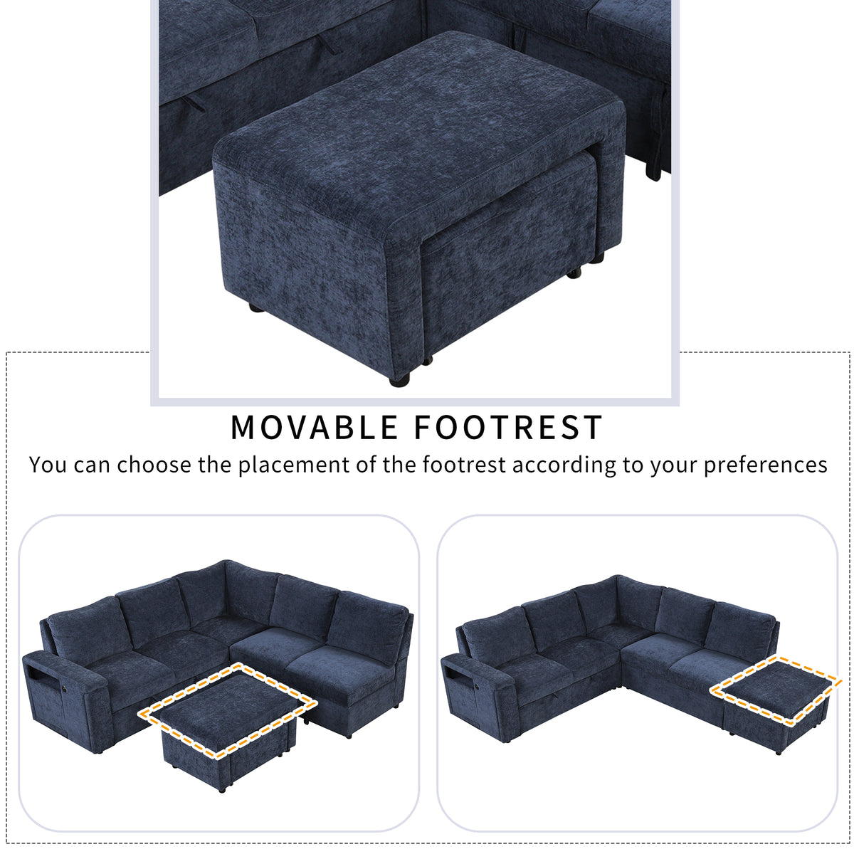 variant-group:rf-n711wy000390aac|Roomfitters L-Shaped Padded Modular Sofa with Storage Space, USB Ports, and Cup Holders on the Armrests, Suitable for Living Rooms, Offices, and Apartments, Blue