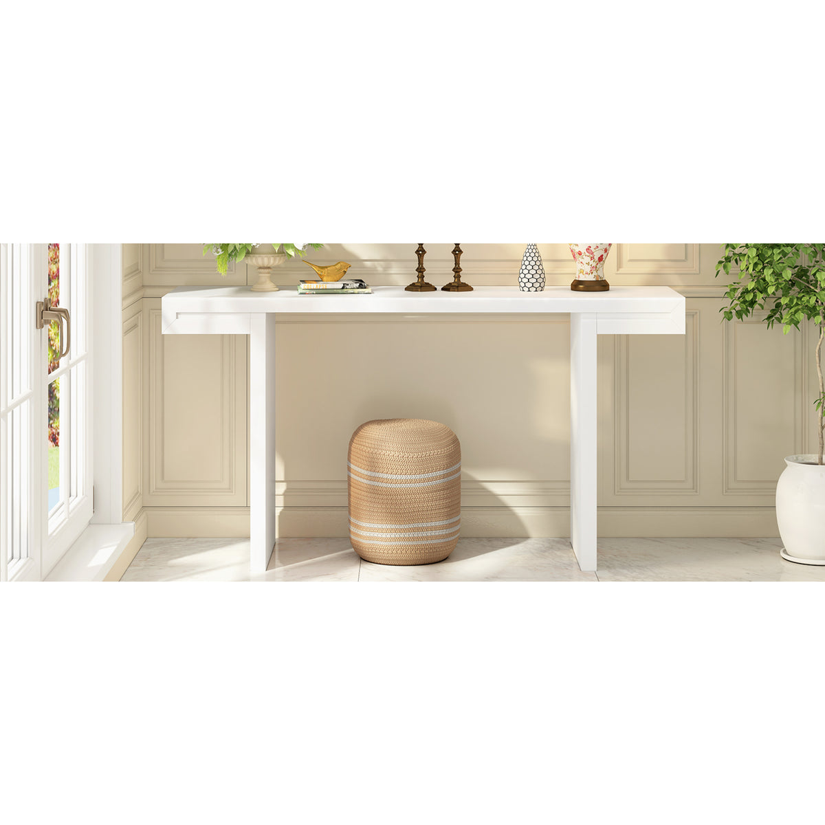 variant-group:rf-n711p303209k|Roomfitters 60" Modern Minimalist Console Table, Slim Entryway Sofa Table for Hallway and Living Room Decor, White