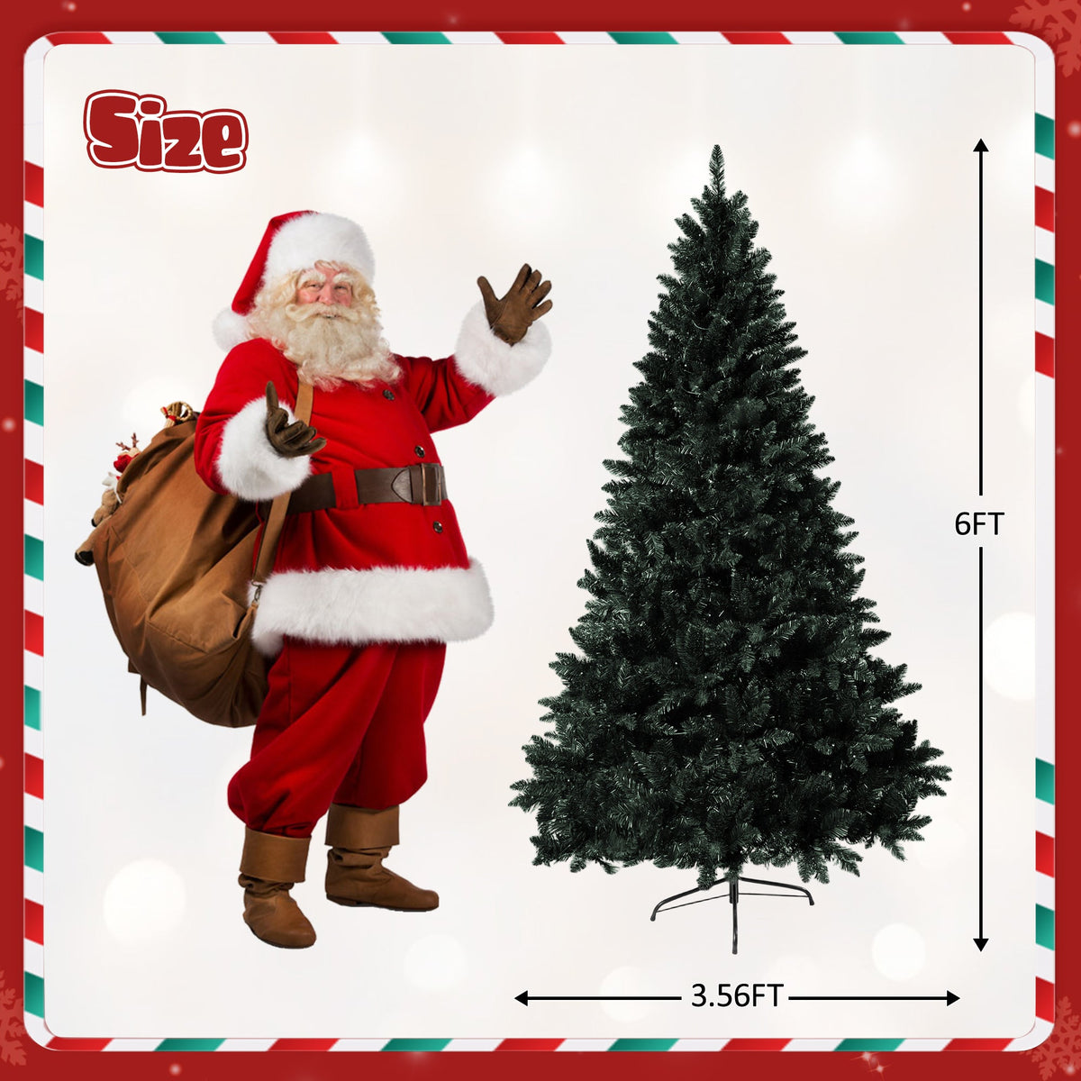 Roomfitters Pre-Lit Black Artificial Christmas Tree 6FT, Hinged Holiday Spruce Tree with 920 Tips and Color-Changing Lights Roomfitters