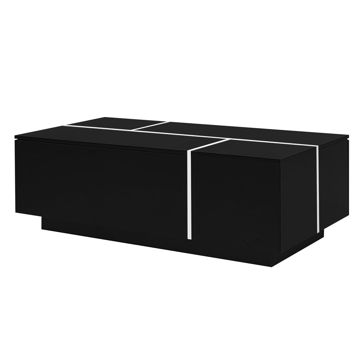 variant-group:rf-n724p292070b|Roomfitters Glossy Extendable Coffee Table with 2 Drawers and Hidden Storage Compartments, Multi-Functional Design, Black