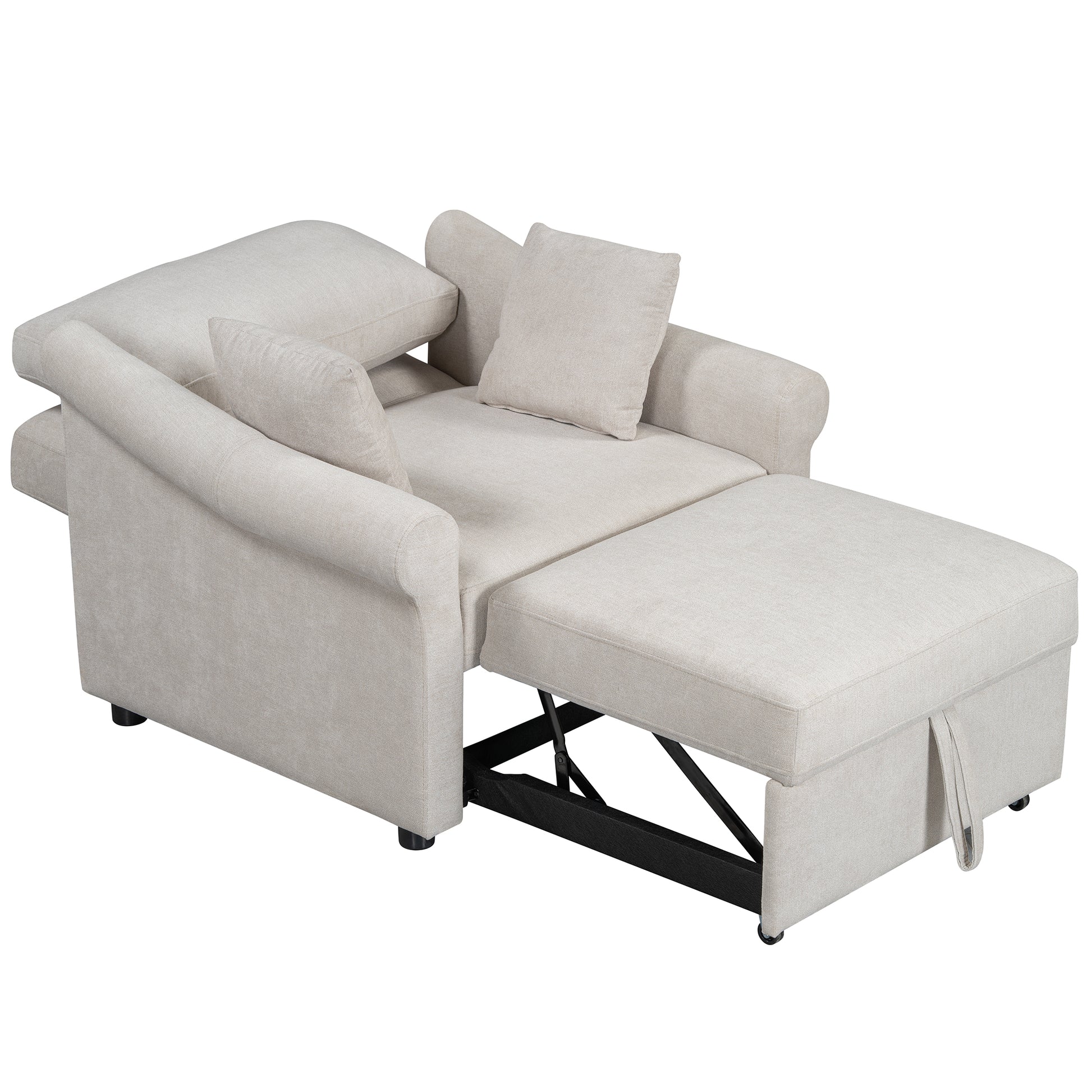 variant-group:rf-n701bs701p468429c|Roomfitters Chenille Convertible Sleeper Chair, 3 in 1 Single Sofa Bed Lounger, Adjustable Backrest Pull Out Bed, Beige