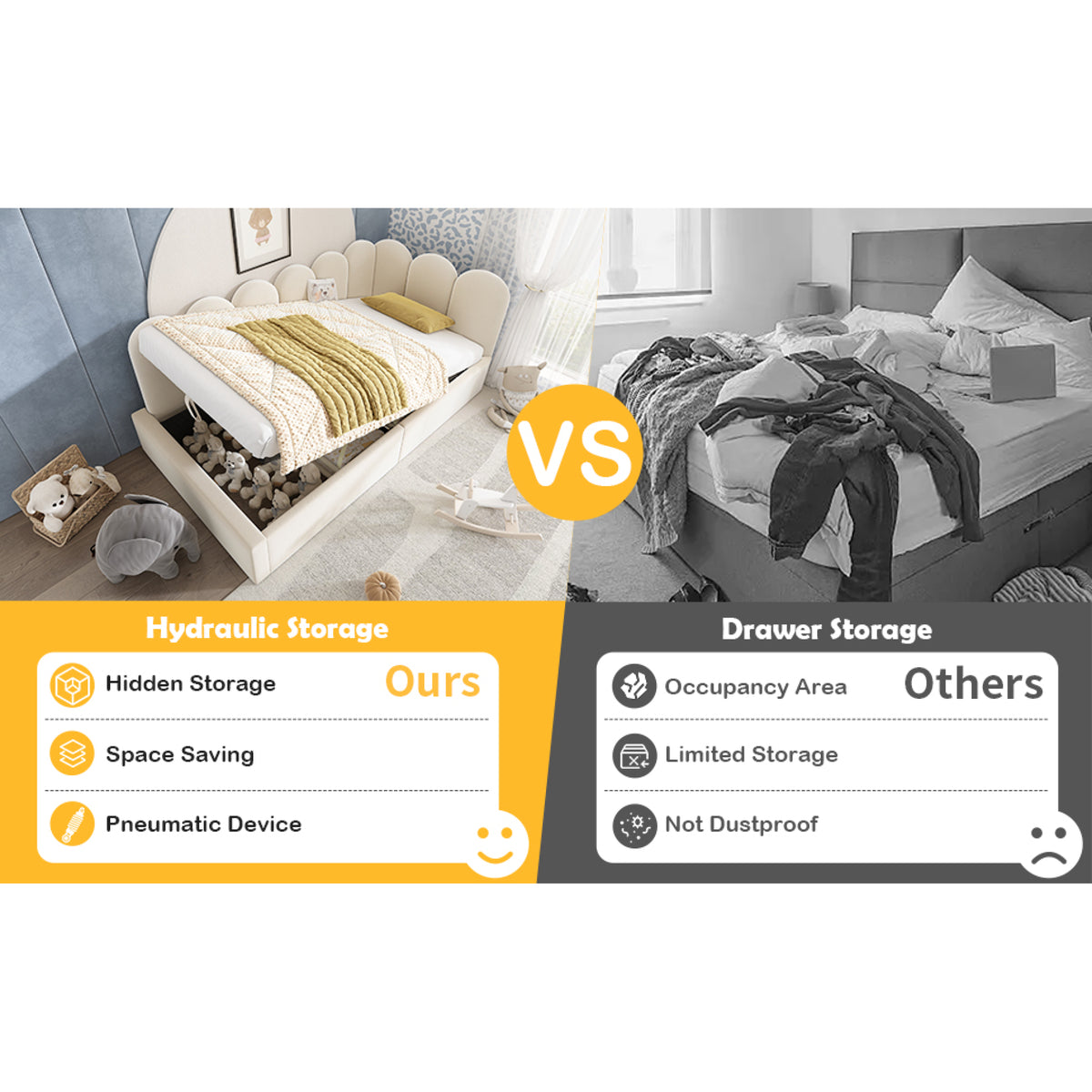variant-group:rf-n736p333613b|Roomfitters Upholstered Twin Size Ottoman Daybed with Storage, Sofa Bed with Metal Slat Frame, Velvet Beige