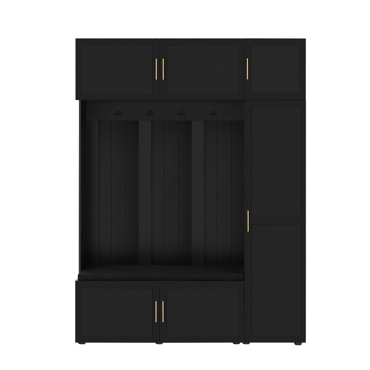 variant-group:rf-n724sj000166aab|Roomfitters American Style 4-in-1 Hall Tree, Upholstered Entryway Bench, Antique Black