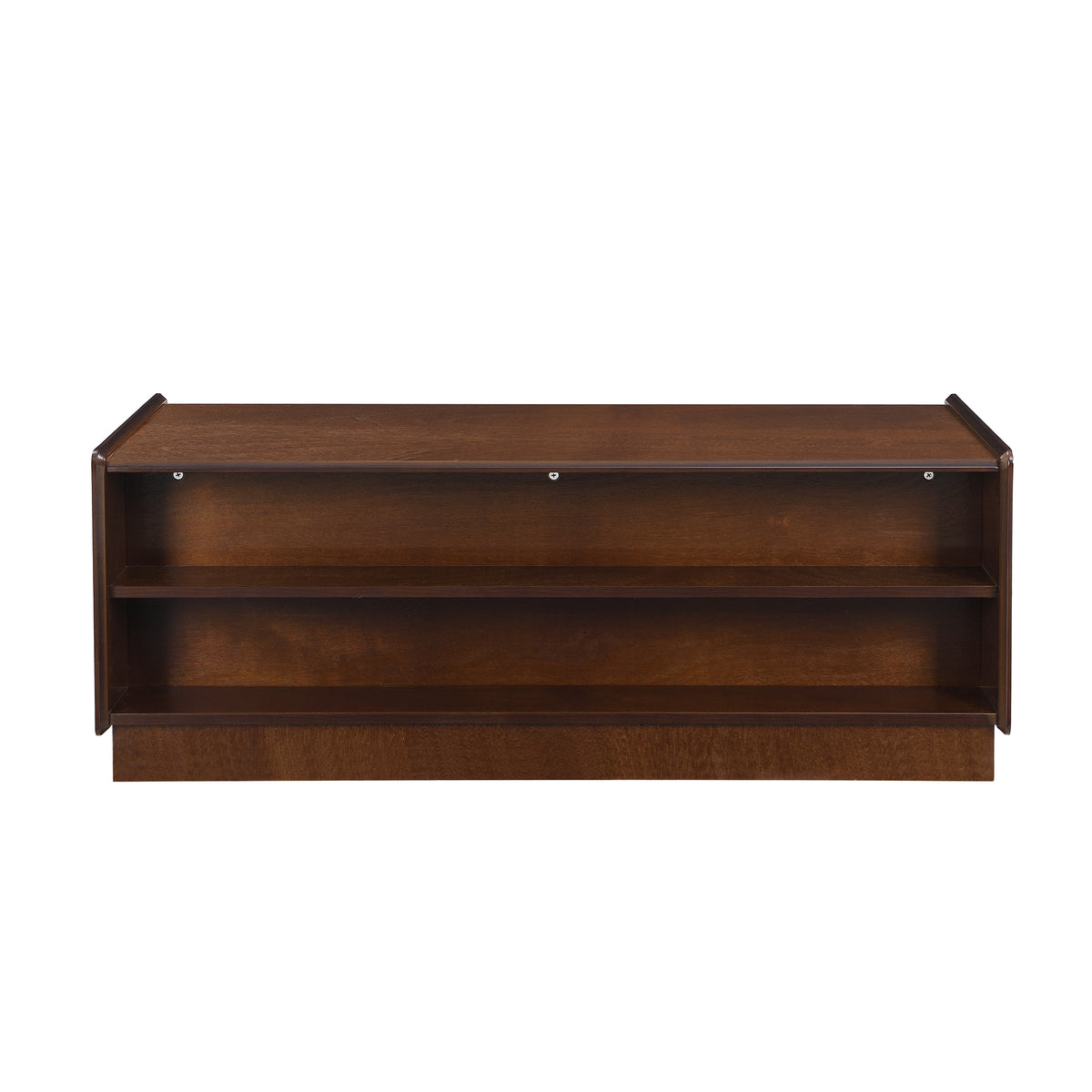 variant-group:rf-n724p286421d|Roomfitters Rectangle Coffee Table with Fluted Style, 4 Storage Compartments and Glass Display Shelves, Brown