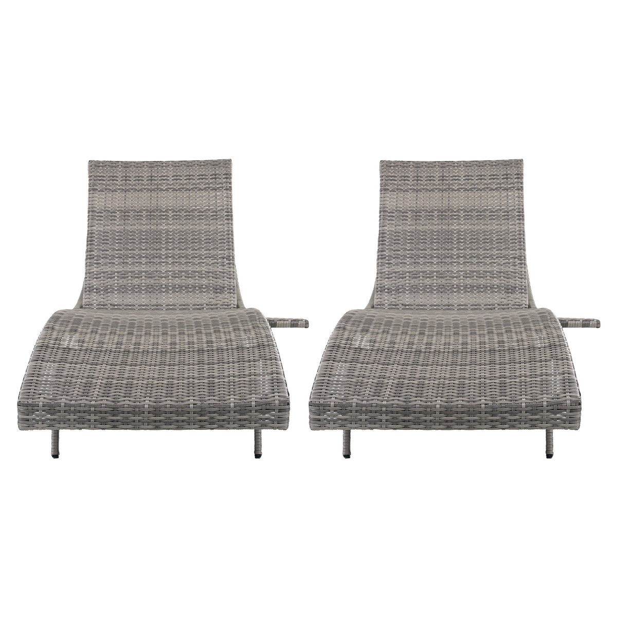 variant-group:rf-n707p395515e|Roomfitters 80"W Patio Chaise Lounge Chairs Set of 2 with Wheels, Folding Table, Adjustable Rattan Loungers, Grey