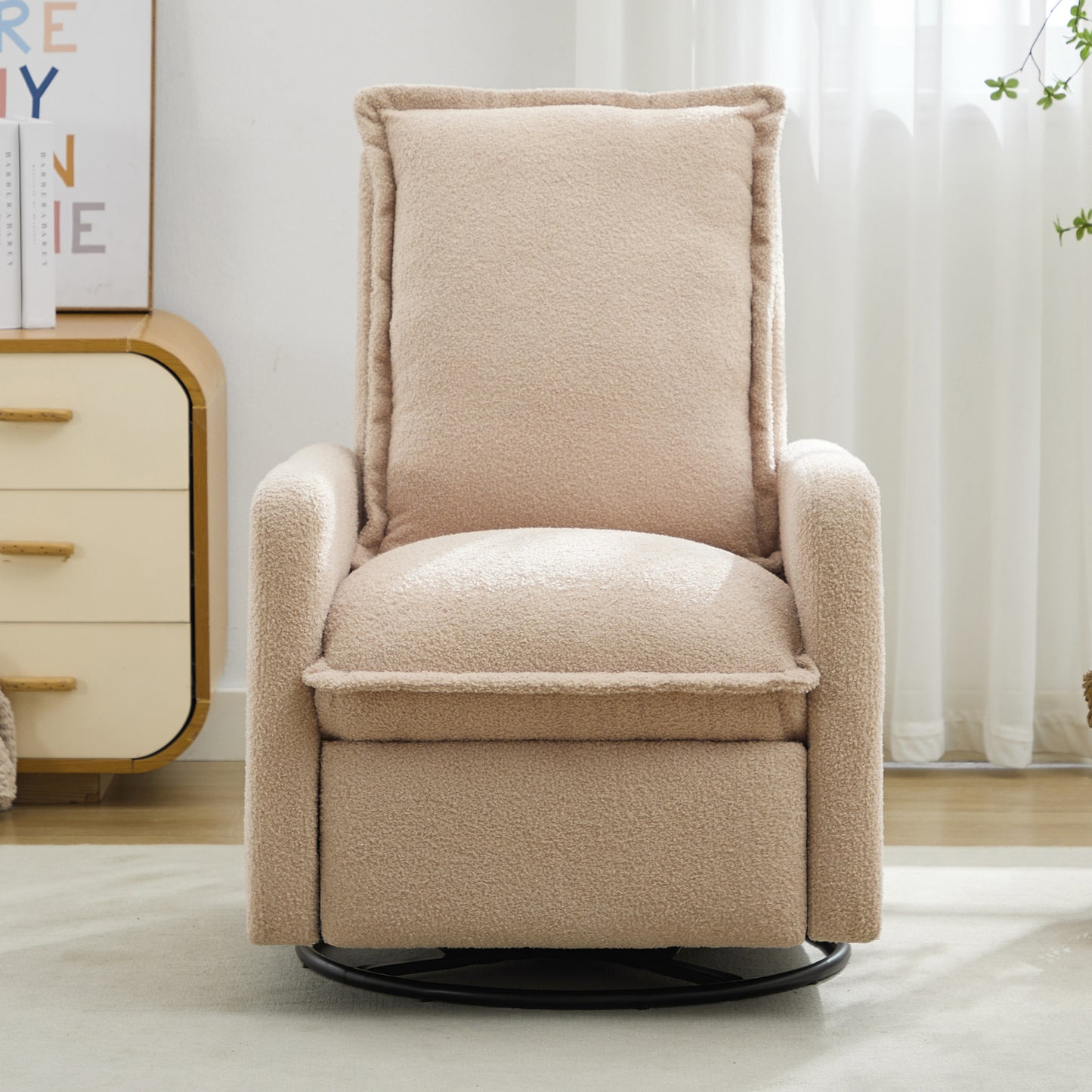 variant-group:rf-n701p348238o|Roomfitters Swivel Rocker Recliner Chair, Glider Rocking Armchair, Teddy Fleece Nursery Reclining Lounge Accent Chair, Oatmeal