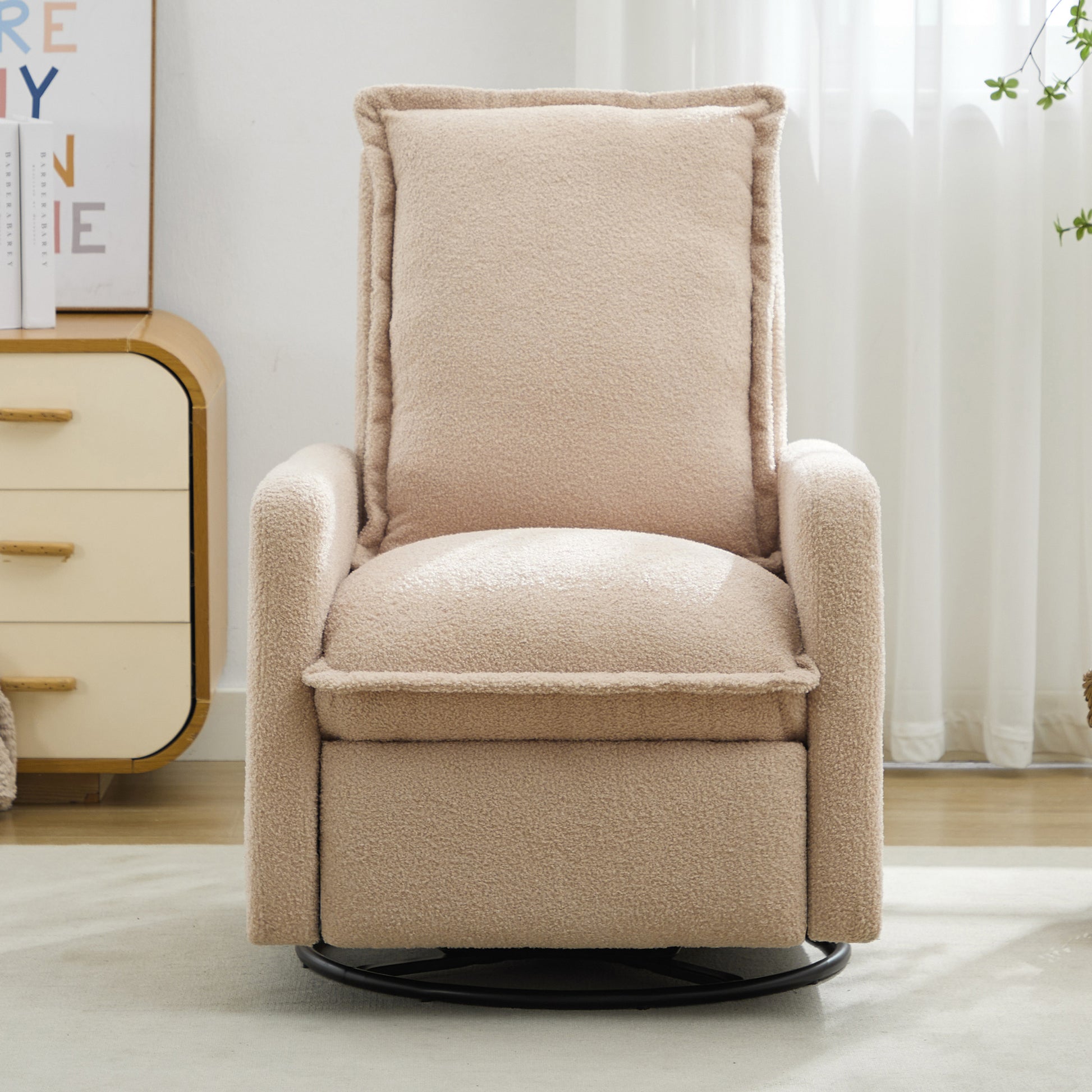variant-group:rf-n701p348238o|Roomfitters Swivel Rocker Recliner Chair, Glider Rocking Armchair, Teddy Fleece Nursery Reclining Lounge Accent Chair, Oatmeal