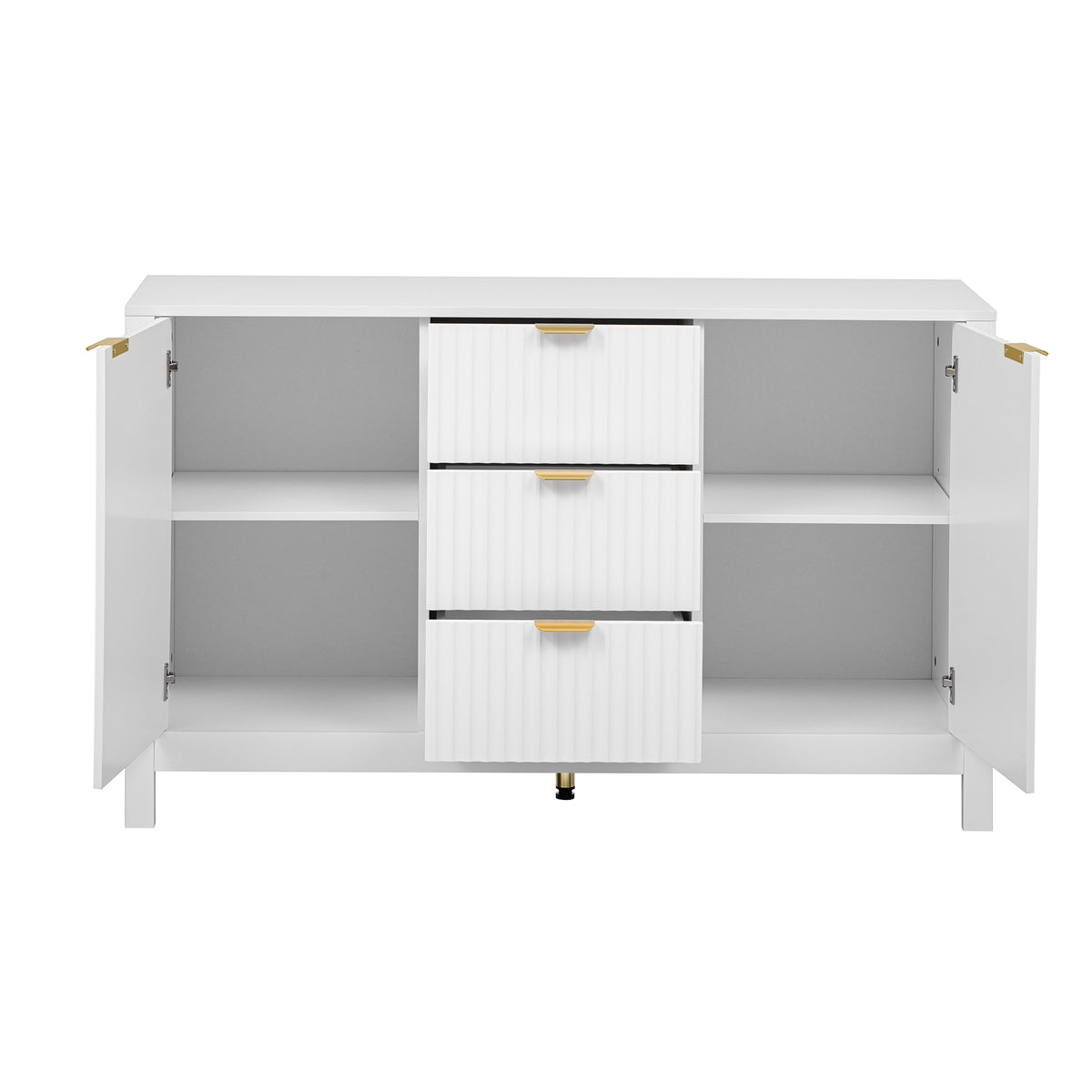 variant-group:rf-n711p269066k|Roomfitters Sideboard Buffet Cabinet with 3 Drawers, Mid-century Modern Fluted Accent Storage for Kitchen & Dining, White